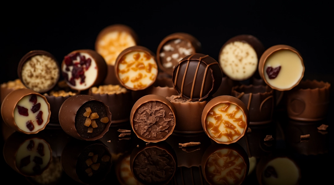 Praliny czekoladowe z różnymi nadzieniami